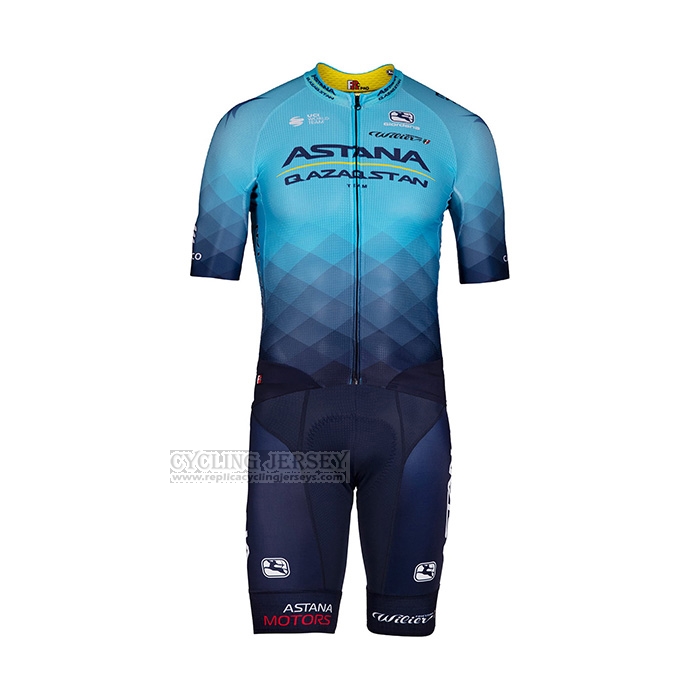 2022 Cycling Jersey Astana Blue Yellow Short Sleeve and Bib Short